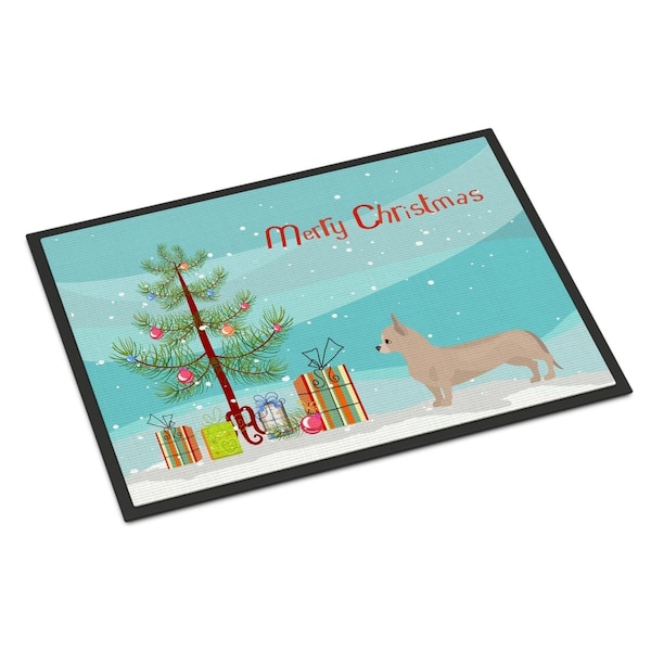 Carolines Treasures 24 x 36 in. Tan Chiweenie Christmas Tree Indoor or Outdoor Mat CK3815JMAT - main